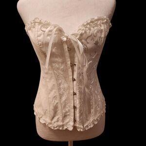 Elegant White Corset/Bustier Set In Size L